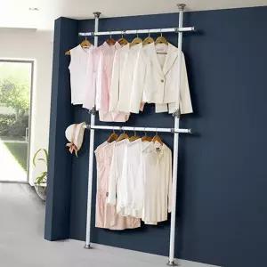고정 행거 튼튼한 조립식 다용도 2단 행거 철제 옷걸이 옷방 보관함 정리대 방문 의류