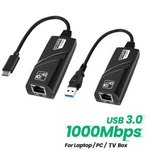 101001000Ms USB 3.0 유선 네트워크 카드 to RJ45 타입 C LAN 이더넷 어댑터 PC 맥북 호환 윈도우 노트북용
