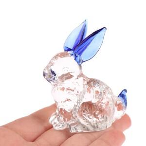 호환상품 크리스탈 유리 토끼 조각상 마스코트 동물 수제 인형 장식품 정원 가정 거실 사무실 테이블 1PC