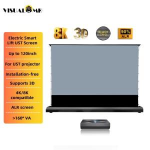 2026 핫 120인치 전동 텐션 플로어 라이징 ALR 프로젝터 스크린 주변광 차단 모터라이즈드 UST 레이저 TV 3