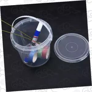 투명 원통형 손잡이 달린 물감 보관 용기 낚시 미끼 보관통 미술 재료 수납 통