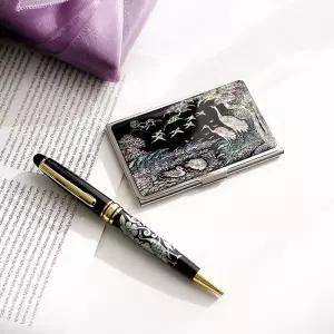 [박씨상방] 나전칠기 자개 명함케이스 자개볼펜 2종 세트 외국인선물 바이어선물