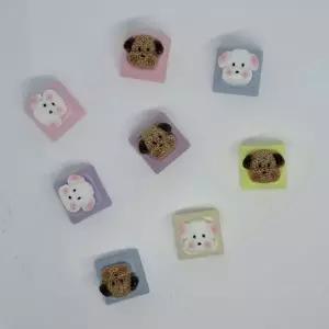 ( )C13 강아지 푸들 퍼피 말티즈 점박이 키캡 키링 키보드 자판 딸깍이 클리커 키캡꾸미키 커버