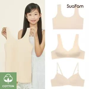 수아팜 주니어 브라 2매 코튼 스판 스포츠브라 1 2 2.5 3 단계 런닝브라 여아 여중생 10대 청소년 초등 학