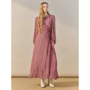 [하프클럽/]레오파드 셔링 쉬폰 롱 원피스