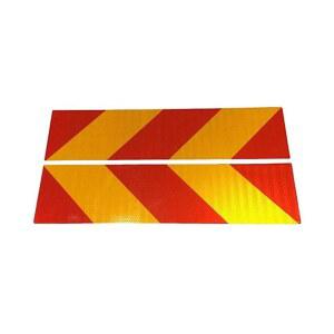 대형 차량용 반사판 리플렉터 후부 추돌 방지 빨강 노랑 좌우 대칭 트랙 트랙터 트레일러 버스 후면 2매 세트 대각선 스트라이프 스티커