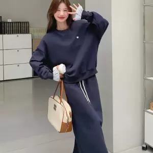 무천도사 여자 여성용 치마 가을 캐주얼 투피스 스트라이프 보타이 정장세트 세트 무드한 맨투맨 KKE3