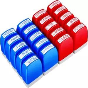 틴레이드 20개 오피스 스탬프 세트 메시지 셀프 잉킹 고무 비즈니스 계정 파일 종이 작업 텍스트 파란색 및