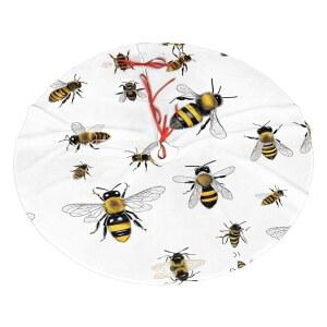 (웃긴 벌) 패스너 36인치 트리 스커트 홀리데이 바닥 커버가 있는 프린트 크리스마스 매트 홈 데코용