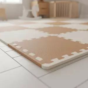 비앤씨 브라운 퍼즐매트 투톤 쿠션 매트 다용도 층간소음방지 안전 발판 30cm (10p)