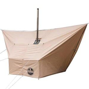 스토브 잭이 있는 포몰리 해먹 타프 캠핑 타프, 하이킹, 배낭여행을 위한 초경량 방수 쉘터 캔버스 레인 플라이 (카키)