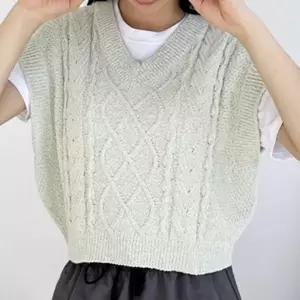 여성 여자 크롭 숏 니트 조끼 베스트 봄 가을 레이어드 뷔스티에 일상 기본 베이직 데일리 캐주얼 컬러 무