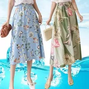 (옵션 블랙)A라인 플라워 롱스커트 꽃무늬 패턴 여성 치마 롱치마 봄스커트 캉캉 하이 웨스트 봄치마