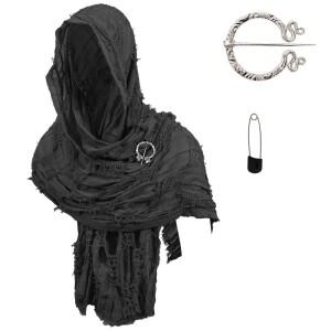 중세 후드 숄 르네상스 카울 황무지 사막 스카프 브로치 페이퍼클립 바이킹 하프 케이프 듄 할로윈 의상