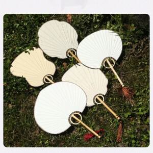 10개 휴대용 선지 부채 대나무 손잡이 일본식 DIY 클래식 수제 손으로 그린 창작용