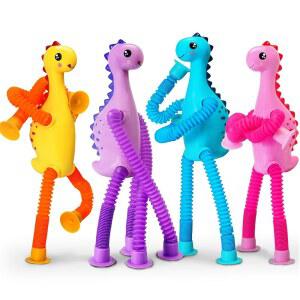 4PCS 공룡 비행기 여행 장난감 발렌타인 스터퍼 로드 바구니 자동차 활동 튜브 소녀 흡입 데이 유아용 ADHD 부활절 감각 소년 컵 스타킹 트립 자폐증 선물 필수