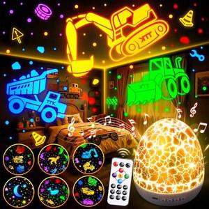 PIKOY 자동차 이스터 에그 어린이 리모컨] 15 라이트 굴착기 & 필름 6 유아용 선물 3-7세용 트럭 건설 1-8세 공룡 어린이용 부활절 장난감 [31가지 및 색상 사운드