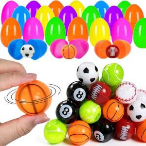 수푸플레이 24 PCS 스포츠 스트레스 필러 헌트 미니 에그, 스터퍼, 위한 완벽한 에그를 파티 취향 6가지 이스터 볼과 및 바구니 채우고, 볼이 24가지 게임을 키즈 스타일의 굿이백 컬러풀한
