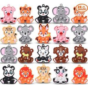 24PCS 우드랜드 애니멀 팝 피젯 에그 구디백 열쇠고리 파티 생일 이스터 스터퍼 소녀 카니발 선물 장난감 4-8 보물 8-12 필러 교실 소년 경품 상자 부활절