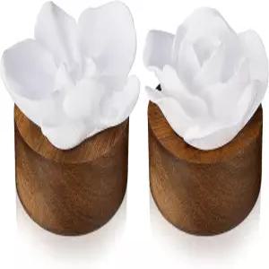 아셀레직 2개 세라믹 로즈 디퓨저 플라워 패시브 에센셜 오일 아로마테라피 비전기 배터리 홈 오피스