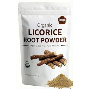 이야사 홀리스틱스 감초 뿌리 분말 4온스 - USDA 글리시리자 글라브라 & 뮬티 소화 및 부신 지지, 천연 감미료 순수 아유르베다 제품