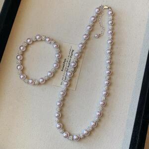 하이 엔드 만타 로즈 퍼플 진주 구슬 목걸이 2025 여성의 우아한 쇄골 체인 트렌디 세트 액세서리 럭셔리