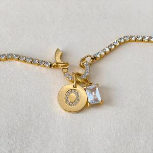 이만코 세일 도매 여성용 금도금 이니셜 26개 알파벳 목걸이 참 지르콘 펜던트 스테인리스 스틸 쥬얼리