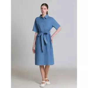 [쉬즈미스][오조크(OZOC)] 벨티드 데님 셔츠 원피스 (택가격: 62000원)