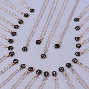 여자 보석 이름 이니셜 26 글자 펜던트 목걸이 에나멜 A-Z 알파벳 생일 선물 쥬얼리 액세서리