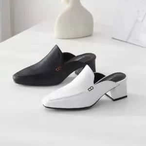 캔버스뮬 여성 블로퍼 소가죽 통굽 데일리구두 5cm