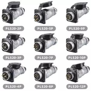 항공단자 항공잭 PLS20 항공 커넥터 WS20 TP20개구부 20mm 234567891012 핀 남성 여성 콘센트 소켓