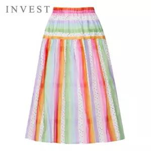 [인베스트] 컬러풀 도트 나염 밴딩 롱 스커트_IN6M1SK8221