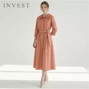 [인베스트] 레이스 카라 7부 소매 핀턱 원피스_IN6S1OP3291