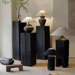 모던 원목 디스플레이 스툴 탄화 다이 촬영 흑탄화 검정 높이 전시