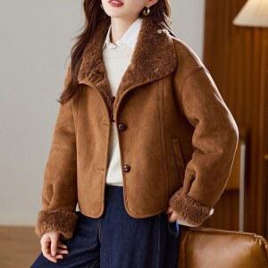 리버시블 양털 자켓 무스탕 스웨이드 뽀글이 아우터 양면 착용 점퍼