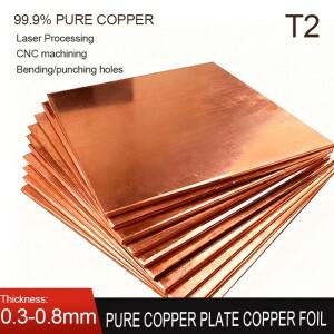T2 순수 구리판 두께 0.3 /0.5/0.6 /0.8 mm 전자/산업 기계의 열 방출을 위한 초박형 플레이트 포일