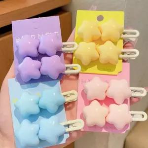 깜찍한머리핀 아기헤어핀 통통별 헤어핀 2개입 색상랜덤 헤어집게 어린이 머리장식 집게핀