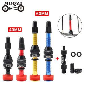 MUQZI 2PCS 자전거 40MM 60MM 튜브리스 타이어 F/V PRESTA 밸브 MTB 도로 림 CNC 합금 젖꼭지 황동 코어 도구