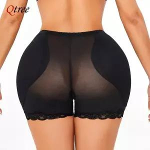 Qtree 원활한 엉덩이 기중 패드 속옷 Shapewear 여성 큰 컨트롤 팬티 허리 트레이너 바디 셰이퍼 강화