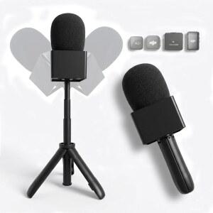 [미국배송] DJI 마이크 미니용 홀더 스탠드 /3/2 ROED 무선 데스크 데스크톱 삼각대 및 휴대용 인터뷰 어댑터 VLOG 팟캐스트용 플래그가 있는 2IN1 테이블탑 텔레스코픽 핸들