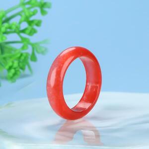 천연 A급 미얀마 비취 반지 레드 제이드 밴드 링 고급 보석 여성용 약혼 선물