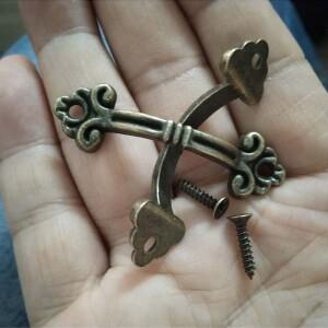 10피스 미니 소형 골동품 청동 캐비닛은 서랍 문 손잡이를 당깁니다 보석 상자 찬장 나무 빈티지 핸들 하드