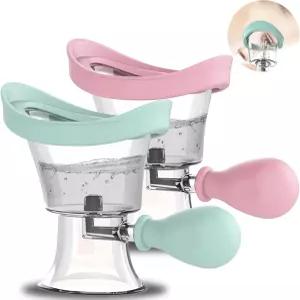 2팩 휴대용 워시 컵 목욕 키트 케어 실리콘 공기압 청소 세척기 피로한 눈을 진정시키는 효과적인 먼지