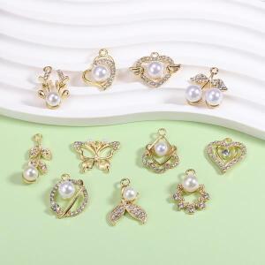 혼합 사랑스러운 하트 진주 나비 참, 귀걸이 팔찌 목걸이 펜던트, DIY 쥬얼리 액세서리 도매, 10 개
