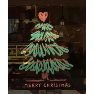 크리스마스 유리창 스티커 트리 가게 데코 부착 창문스티커 중형 대형 정전