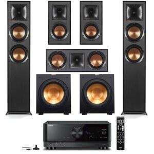 Klipsch 레퍼런스 5.2 홈 시어터 시스템, 번들 스피커, 센터, 책장 리시버 7.2채널 플로어스탠딩 R-12SW 2X R-41M 야마하 서브우퍼, R-625FA RX-V6A R-52C AV