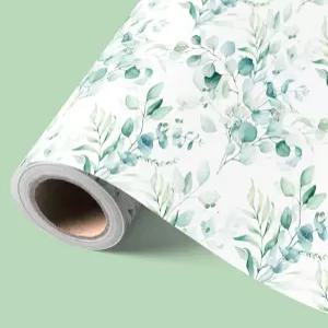 VCOOHM 그린리 잎 포장지 롤 - 17인치 x 9.8피트 결혼식 생일 신부 샤워 어버이날을 위한 나뭇잎과 그린