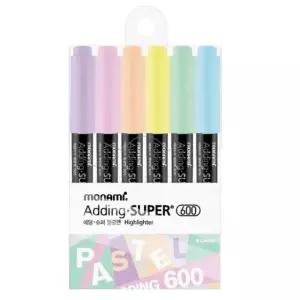 모나미 에딩슈퍼 형광펜 600 파스텔 6색