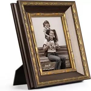 모먼트워스 4x6 골드 액자 - 앤티크 브론즈 강화 유리와 1.5인치 와이드 몰딩이 적용된 화려한 빈티지