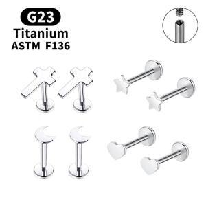 2개 세트 스터드 귀걸이 G23 티타늄 그레이드 임플란트 섹시 바디 주얼리 여성용 액세서리